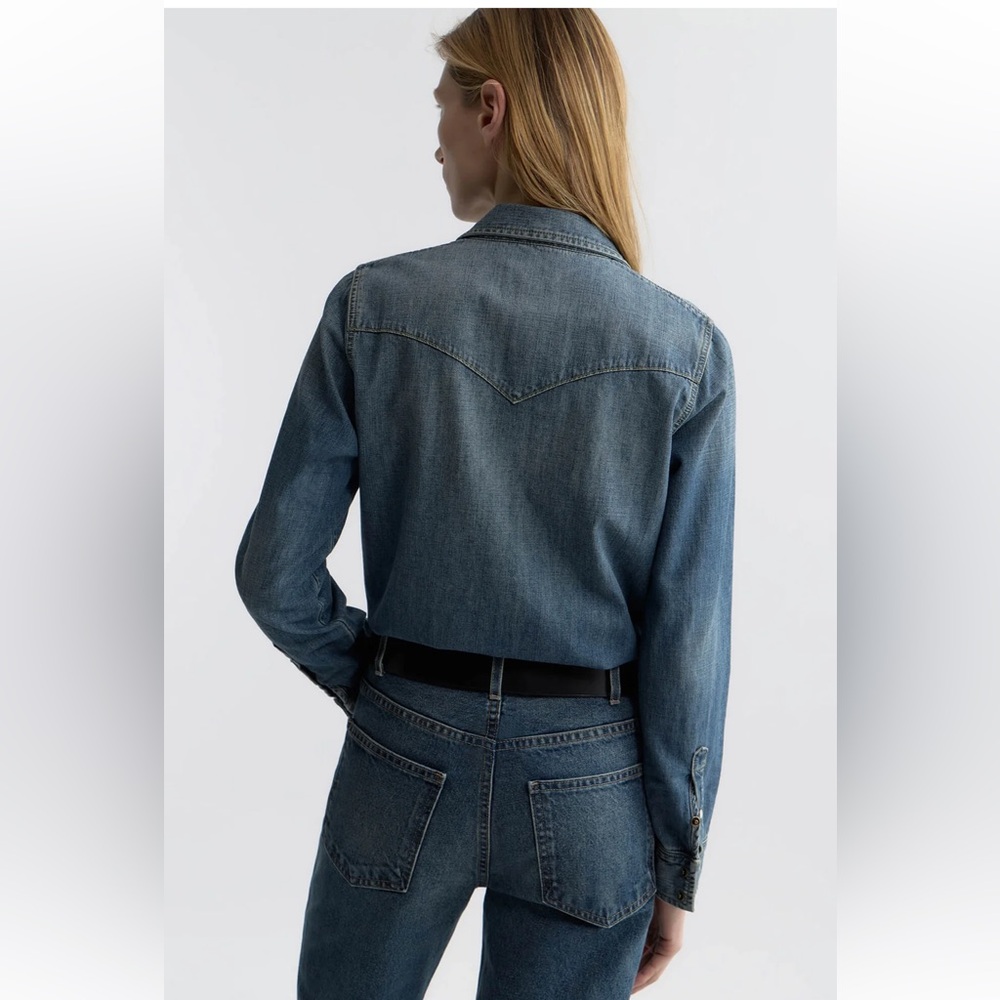 NILI LOTAN Travis Denim Shirt In Classic Wash Size XS EUC - Picture 11 of 16